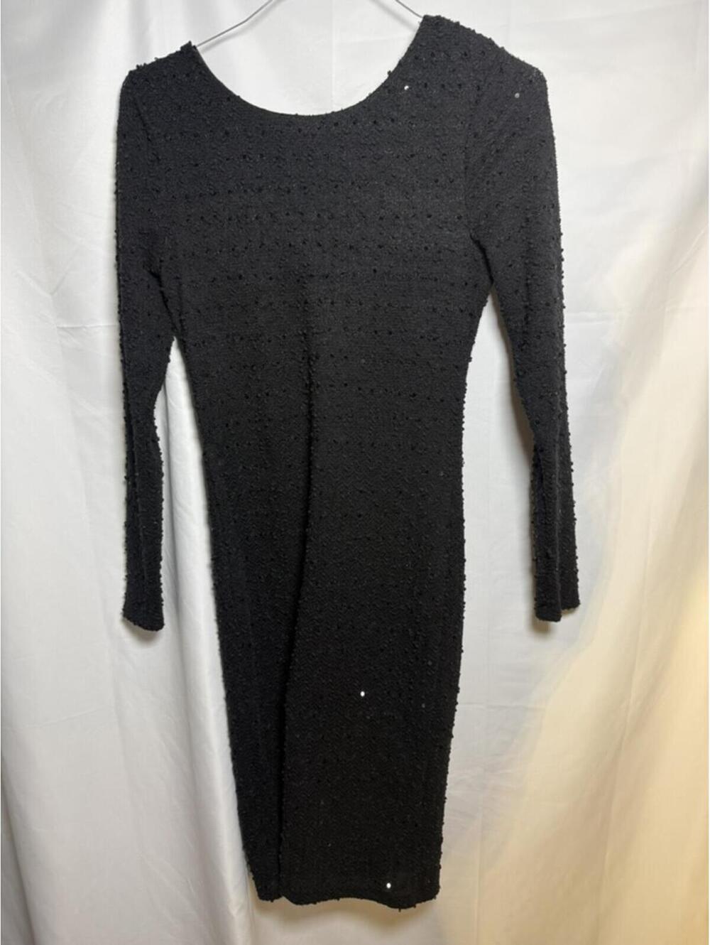 Black Long Sleeve Sequin Bodycon Dress size medium Jennifer Lopez